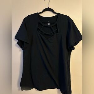 Torrid Black Cut-Out Short Sleeve T-Shirt